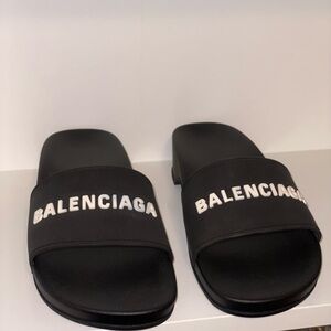 Balenciaga Black Logo Slide Sandals